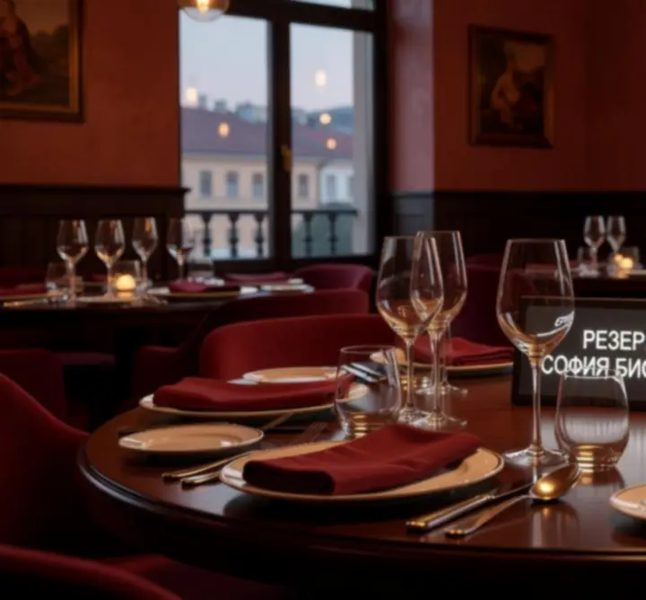 Елегантно подредена маса с табелка за резервация в Sofia Spade Bistro